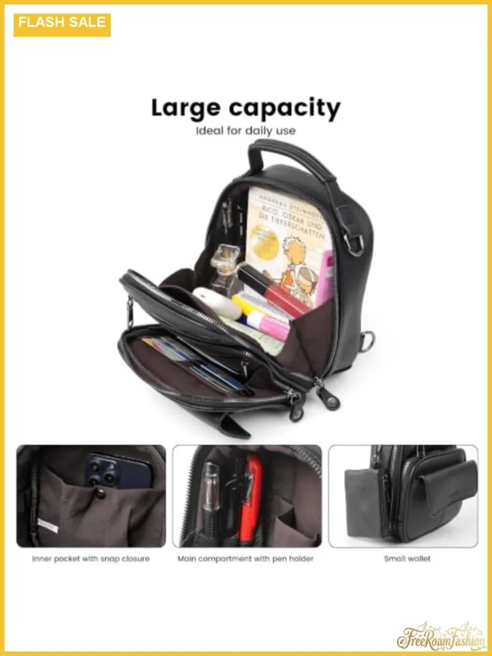 Mini PU Leather Backpack Purse for Women - RFID Blocking Daypack